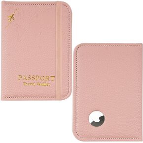 Hennaja Passport Holder with Airtag Slot, Airtag Passport Wallet for Men Women, Slim Leather Passport Holder Case Family for Travel Anti-Lost(1-White)