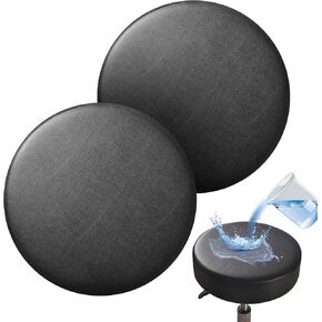 2PCS Brown Print Bar Stool Covers Round Chair Cover,12-15 Inch Round Barstool Seat Covers for Chairs,Waterproof Washable Circle Chair Cover with Elastic Bands