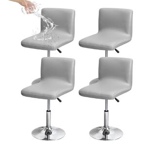 KRFOONN 4 Pack Bar Stool Covers Waterproof PU Leather Bar Stool Chair Covers Slipcovers Counter Stool Bar Chair Covers with Backs Stool Chair Seat Slipcover Protector for Kitchen Pub Dining Chair, 02