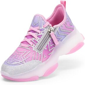 DREAM PAIRS Kids Girls Sneakers Zipper Casual Shoes Jelly Sole Sports Shoes Lightweight Walking Shoes