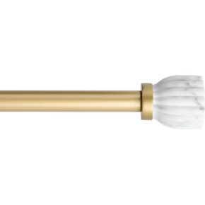 Town & Country Luxe Rambed Flute Single Startain Rod ومجموعة نهائية ومظهر الحجر الرخامي الطبيعي ، سهلة تثبيت الحائط ، الذهب غير اللامع ، 36 "-72"