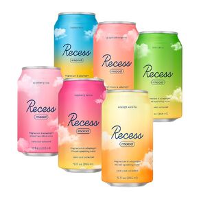 Recess Mood Magnesium Supplement Drink Calming Beverage, 12 Ounce, Pack of 12 (Variety Pack, 12 Pack) *Greatest Hits Sampler*