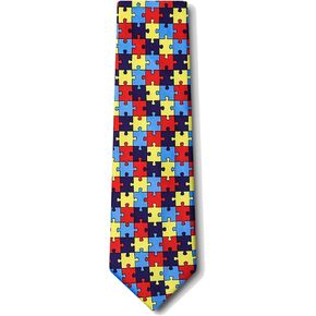 Autism Awareness Puzzle Multicolor Microfiber Extra Long Tie