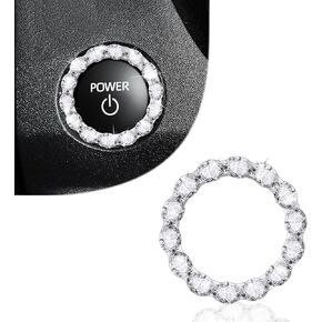 1 PC Crystal Rhinestone Car Engine Stop Decoration Ring, Bling Car Button Start Button Cover, Shiny Key Ignition and Knob Ring, Bling Car Accessories for Women (Black)