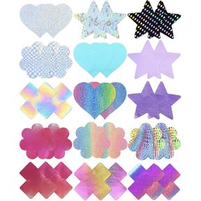 15 Pairs Pasties Nipple covers Small Large Heart Boob Stickers Breast Petals for Rave