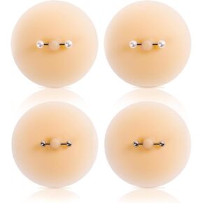 Pacify 2 Pairs Silicone Nipple Covers with Fake Nipple Piercing Reusable Adhesive Pasties Nipple Covers for Women
