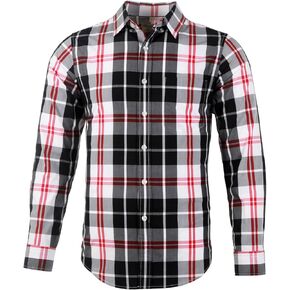 NUTEXROL Men's Plaid Button Down Long Sleeve Dress Shirts Slim Fit Work Casual Shirt with Pocket