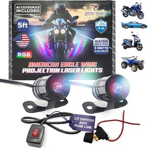 أمريكان النسر الأجنحة الأجنحة/بواسطة إكسسوارات الدراجات النارية السرعة الطرفية. أضواء Underglow للسيارات أو مصابيح الدراجات النارية تقدم جناحًا بطول 5 أقدام على الطريق. ملحق هارلي ديفيدسون (أبيض)