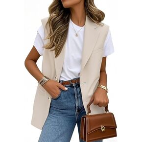 IDEALSANXUN Womens Vests Fashion Casual Sleeveless Blazer Dressy Vest Tops