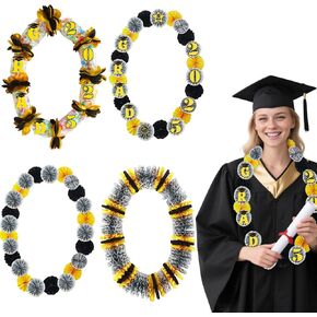 JUNEBRUSHS Graduation Money Lei Candy Leis DIY Grad Hawaiian Necklace for Senior High School College Grad Party Accessories