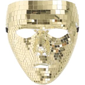 STOBAZA Disco Ball Glitter Mask Halloween Full Face Mask Masquerade Face Covering Costume Cosplay Steampunk Party Performance Mask for Dj Stage Face Cover