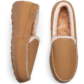CareBey Men Slippers Indoor Outdoor Slip on Warm House Shoes Plush Moccasin Slippers for Men