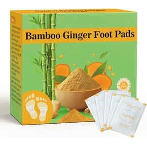 Bamboo Foot Pads, 32 Pads Turmeric & Ginger Natural Pads with Ginger, Wormwood, Bamboo Vinegar, 32 Pads Bigger Adhesive Sheet for Men & Women