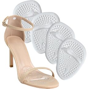 HiRui Metatarsal Pads (2 Pairs) - Ball of Foot Cushions for Women, Heel Inserts for Pain Relief & Comfort, Anti-Slip Heel Grips for Loose Shoes & Blister Prevention - Fits All Shoes (Beige)