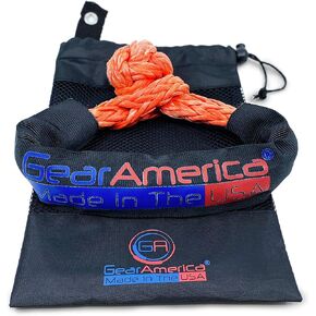 GearAmerica Synthetic Soft Shackles 1/2" Orange – Made in USA – 45,000 lbs (22.5 US Tons) Strength – for Off-Road Recovery, Towing & More – Stronger Than Steel D Rings – Bag Included