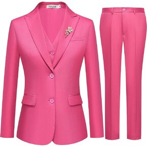Women's 3 Pieces Suit Lady's 2 Buttons Business Casual Office Outfits Slim Fit Blazer Jacket Vest Pants Set