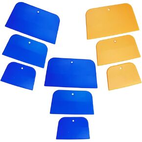 9 PCS Plastic Body Filler Filler Filler Auto Spreader Automotive Body Filler لتطبيق الحشو ، والمعدلات ، والزجاج ، والقرص ، والطلاء ، 4 ، 5 ، 6 بوصات (أصفر ، أزرق)