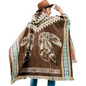 Adult Ponchos with Hood - Alpaca Wool Poncho Men - Mexican Ponchos for Men - Sand Cloud Poncho - Handcrafted and Artisanal