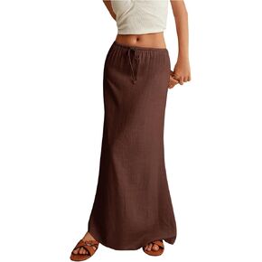 Soly Hux Women's Summer Maxi Skirt الرباط Low Weist A Line Disual Tartts