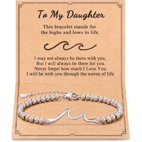 Tarsus Gifts for Women/Teens, The Waves of Life I'll Through with You, Wave Bracelet for Daughter Birthday Christmas, Inspirational Gifts
