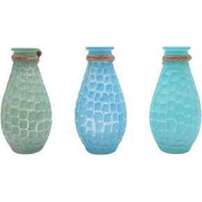 Decorative Glass Jars, 3 Assorted Colors, Freestanding Table Top Décor, Unique Accent Piece, 5.5 Inches
