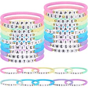 30 Pcs Motivational Bracelets Bulk Inspirational Friendship Bracelets Affirmation Gifts for Graduation Mental Health