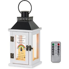 Memorial Gifts for Loss of Cat - Pet Sympathy Remembrance Gift Ornament with LED Candle, White Bereavement Funerary Lantern Decor with Remote Control