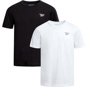 Reebok Boys Shirt - 2 Pack Short Sleeve Logo Cotton T Shirt for Boys - Summer Kids Clothes T-Shirts for School and Play
