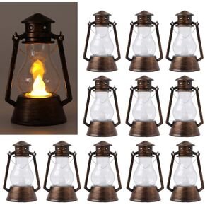 Mini Vintage Lantern Decor 12-Pcs LED Small Lanterns Indoor Decorative Outdoor Hanging Lantern Decorative Candle Lanterns Farmhouse Decor for Wedding Centerpiece,Halloween,Christmas Decorative