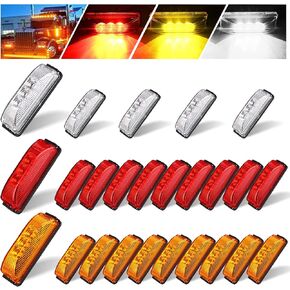 25 Pcs 4 Inch 3 LED Side Marker Lights Waterproof Sealed Trailer LED Lights for Rv Truck Utv Atv Boats, 12v, Red, Orange and White
