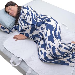 Positioning Bed Pad with Handles – 100% Cotton Top, 4-Handle Incontinence Bed Pads – Washable, Waterproof, Reusable Pads for Elderly, Bedridden, Transferring, & Mattress Protection, 32x36 in