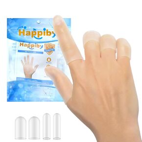 20Pcs Gel Finger Cots, Silicone Finger Protectors, Fingertip Protectors for Fingers Crackings, Arthritis, Eczema, Peeling, Hangnails, Calluses, etc. (Clear, 2 Sizes, 4 Medium, 16 Small)