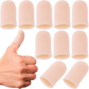 10pcs Gel Finger Cots, Silicone Finger Protector, Thumb Cover Cap, Finger Sleeve, Support Fingertips for Hands Cracking, Eczema Skin, Trigger Finger Arthritis Pain Relief