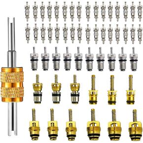 58 Pieces Valve Air Conditioning Valve Core R12 R134A R410 Automotive A/C Valve Stem Cores Brass Valve Cores Refrigeration Tire Valve Stem Cores for Car Auto Vehicle and More