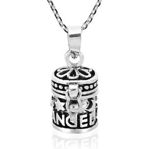 Aeravida Dream Angel Prayer Box Locket .925 Sterling Silver Necklace | قلادة سترلينغ الفضية لطيفة | قلادة الفضة الإسترليني العصرية للنساء | قلادة الفضة الاسترليني | هدايا المجوهرات للنساء |