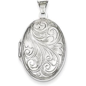 PicturesOngold.com تخصيص الجنيه الإسترليني الفضي البيضاوي Locket - 3/4 بوصة × 1 بوصة في الفضة الاسترليني