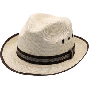 Straw Fedora Hat for Men - Panama Hat Short Brim M/L Sizes (22"–23 1/8") Sun Hat UPF - Summer Vacation Essentials