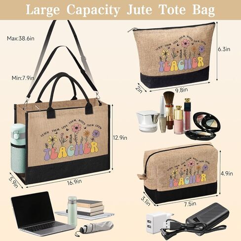 Teacher Appreciation Gifts for Women, Unique Tote Bag Beach Bag From Students, Funny Retirement Graduation Thank You Gifts, Birthday, Christmas, Back to School Ideas in Saudi Arabia