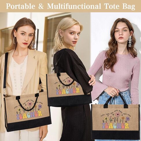 Teacher Appreciation Gifts for Women, Unique Tote Bag Beach Bag From Students, Funny Retirement Graduation Thank You Gifts, Birthday, Christmas, Back to School Ideas in Saudi Arabia