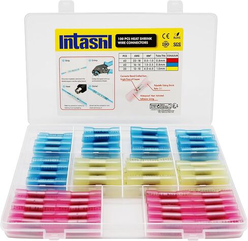 Heat Shrink Electrical Connectors Kit, 300PCS Crimp Connectors Insulated Male and Female Bullet Butt Connectors Ring Spade Straight Wire Terminal for Car Boat in Saudi Arabia