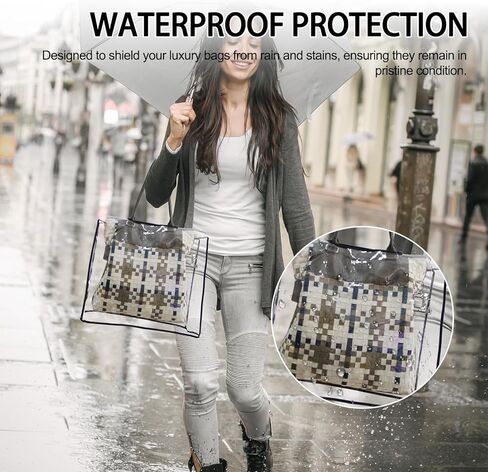 Handbag Raincoat – Clear Waterproof Rain Slicker for Designer Handbags Luxury Bags – EVA Bag Covers, Portable Rain Protective Cover (Transparent rectangle) in Kuwait