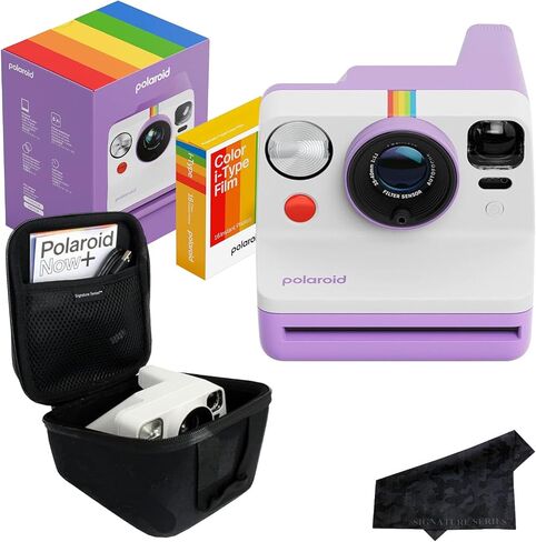 Polaroid Now 3rd Generation i-Type Instant Film Camera with 16 Color Film Photos, Yellow, with Signature Series Case Bundle in Saudi Arabia