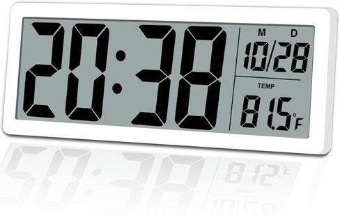 ساعة حائط Digital LCD سهلة الإعداد ، شاشة LCD 8.5 بوصة مع الوقت/التاريخ/درجة الحرارة ، ساعة مكتب رقمي بسيط مع 12/24 ساعة لديكور مكتب غرفة النوم in Kuwait