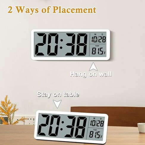 ساعة حائط Digital LCD سهلة الإعداد ، شاشة LCD 8.5 بوصة مع الوقت/التاريخ/درجة الحرارة ، ساعة مكتب رقمي بسيط مع 12/24 ساعة لديكور مكتب غرفة النوم in Kuwait