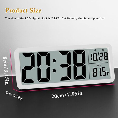 ساعة حائط Digital LCD سهلة الإعداد ، شاشة LCD 8.5 بوصة مع الوقت/التاريخ/درجة الحرارة ، ساعة مكتب رقمي بسيط مع 12/24 ساعة لديكور مكتب غرفة النوم in Kuwait
