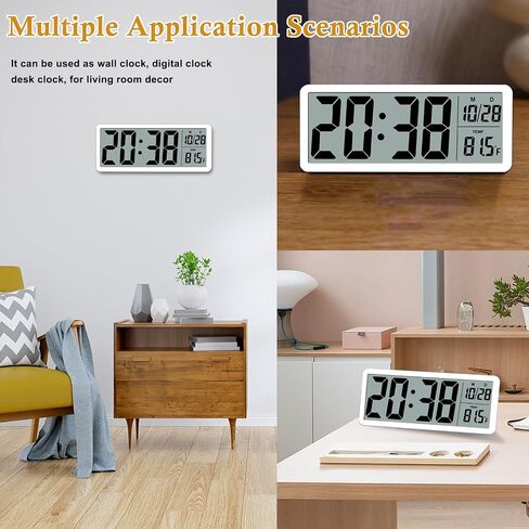 ساعة حائط Digital LCD سهلة الإعداد ، شاشة LCD 8.5 بوصة مع الوقت/التاريخ/درجة الحرارة ، ساعة مكتب رقمي بسيط مع 12/24 ساعة لديكور مكتب غرفة النوم in Kuwait