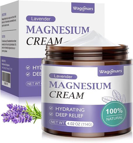 Magnesium Cream for Sleep - Topical Magnesium Lotion for Leg Cramps & Pain, Muscle Relaxation, Calm - Natural Body Butter for Deep Hydration - Safe for Kids (Lavender) in Saudi Arabia