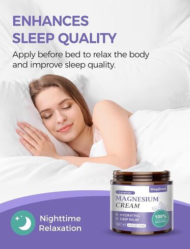 Magnesium Cream for Sleep - Topical Magnesium Lotion for Leg Cramps & Pain, Muscle Relaxation, Calm - Natural Body Butter for Deep Hydration - Safe for Kids (Lavender) in Saudi Arabia