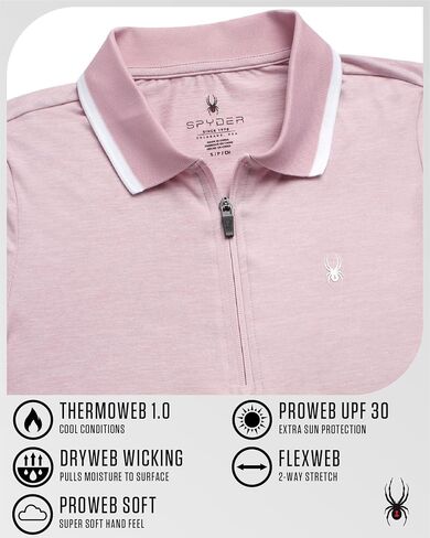 Spyder Womens Golf Shirt - Quarter Zip Golf Polo Tennis Top, UPF 30+ Sun Protect Moisture Wicking Polo Shirts for Women in Saudi Arabia