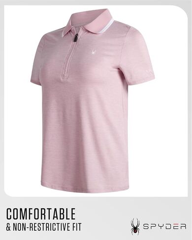 Spyder Womens Golf Shirt - Quarter Zip Golf Polo Tennis Top, UPF 30+ Sun Protect Moisture Wicking Polo Shirts for Women in Saudi Arabia